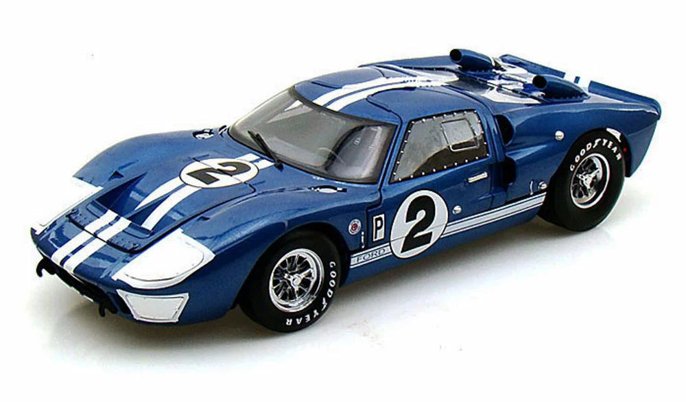Case & Package Model Shelby Diecast Blue w/Display Toy Diecast w/ - II Ford 1/18 Car Car #2, - Scale SC401 MK GT-40 Case Stripes Display - 1966 White