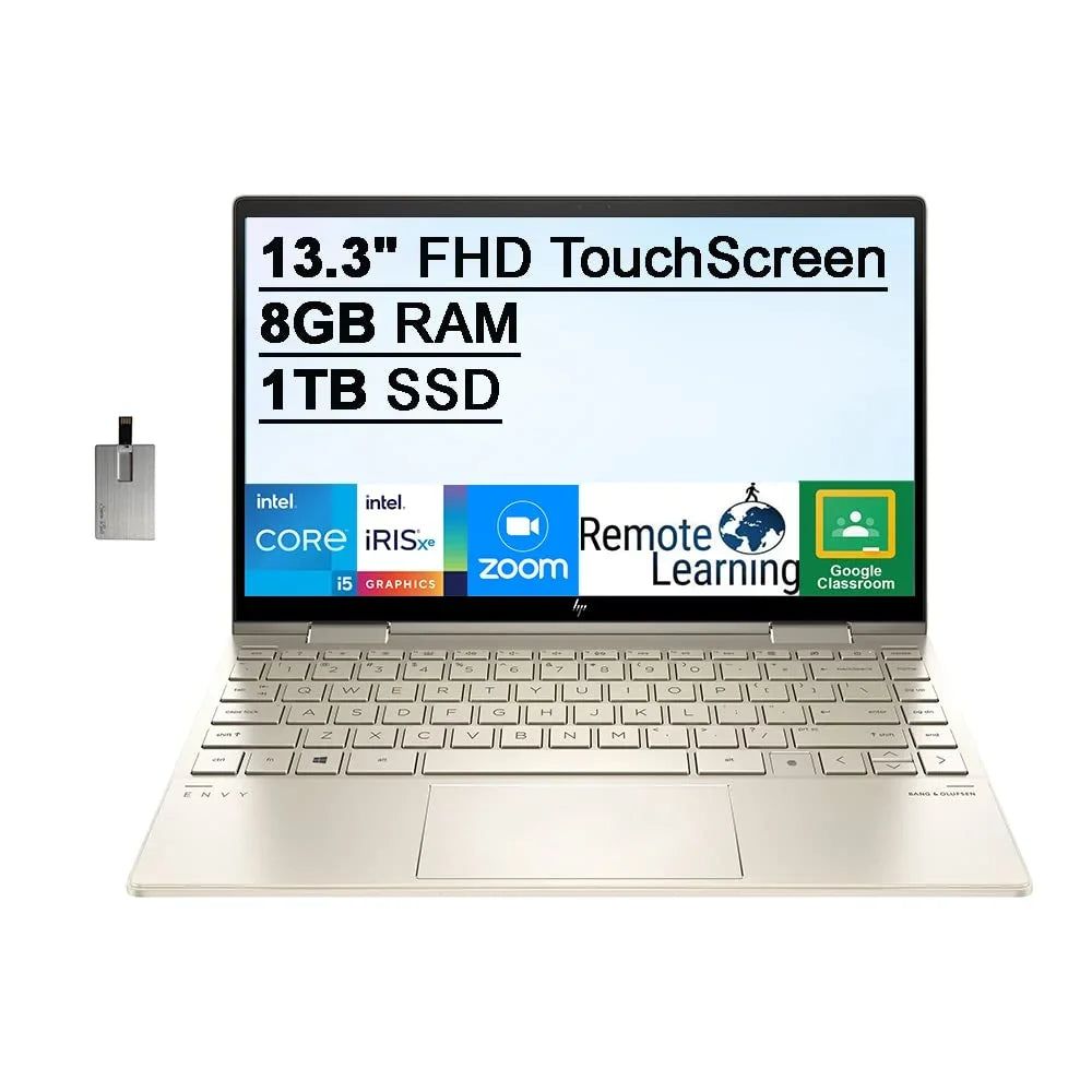 2-in-1 Core 32GB HP Card 2021 Gold, RAM, 1TB i5-1135G7 Backlit Windows FHD Keyboard, SSD, Intel Webcam, Graphics, Touchscreen 13.3" USB X360 (Beats Envy Iris 8GB PCIe Laptop, 11, Xe i7-1065g7),