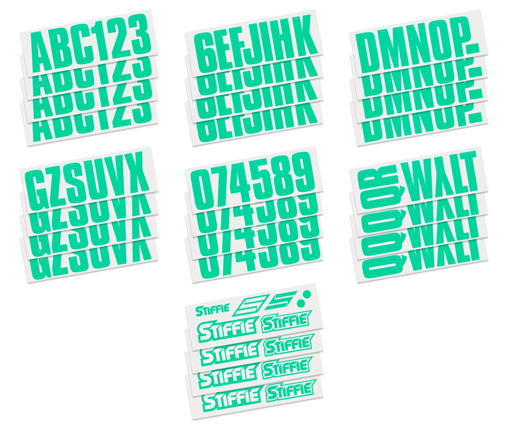 PWC Kit 3" Alpha-Numeric STIFFIE Boats Identification Uniline Custom SeaFoam Watercraft Numbers Marine Green for & Stickers Decals Registration Letters Personal &