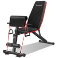 Bocianelli Elastic Exercise Bench with Ropes Folding Machines, Bench Weight Adjustable 400lbs Capacity,