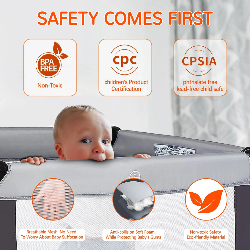 Yadala Pack One-Press Baby for Playpen Portable n Playard, Baby Newborn Toddler Setup Play,