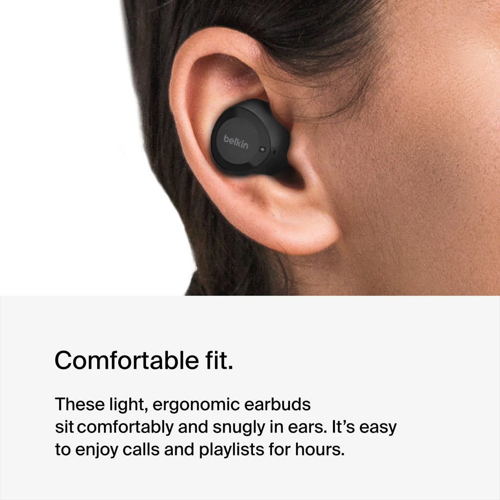 Bolt, Sweat IPX5 USB-C, to Wireless Water and Hours Wireless Resistant, Black Life Up Battery Belkin 28 Charging, - Earbuds, of True SOUNDFORM