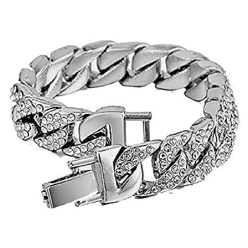 Charles - Ring - Raymond Iced Chain (10,Silver) Bezel Bracelet Dial Fully with Numerals ST10327SET3PC w/Cuban & Roman Big Out Watch Rocks Mens