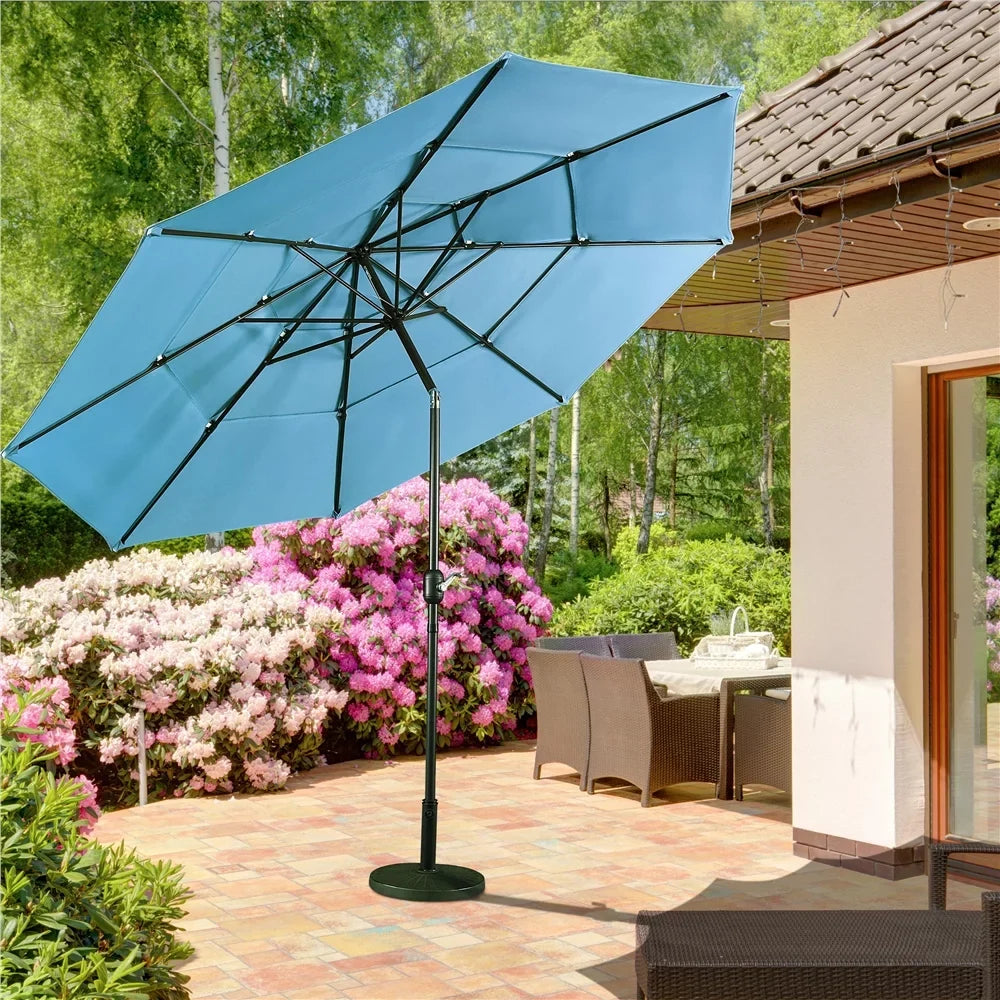 Sky Sturdy 18'' 10ft Outdoor Yaheetech lb Umbrella 8 Patio Stand, with Blue Base Ribs+ 26.5