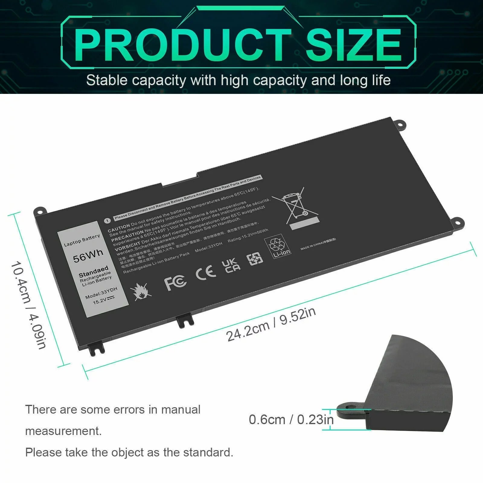 3380 3480 P30E001 Dell 3590 Battery Laptop 33YDH 3580 W7NKD US For Latitude 3490