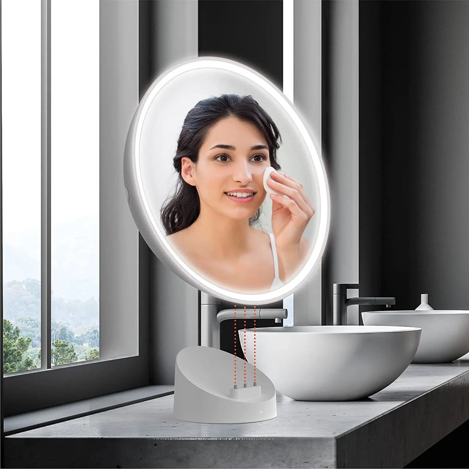 Sharper Bluetooth Mirror Shower Fogless LED Speaker and Image