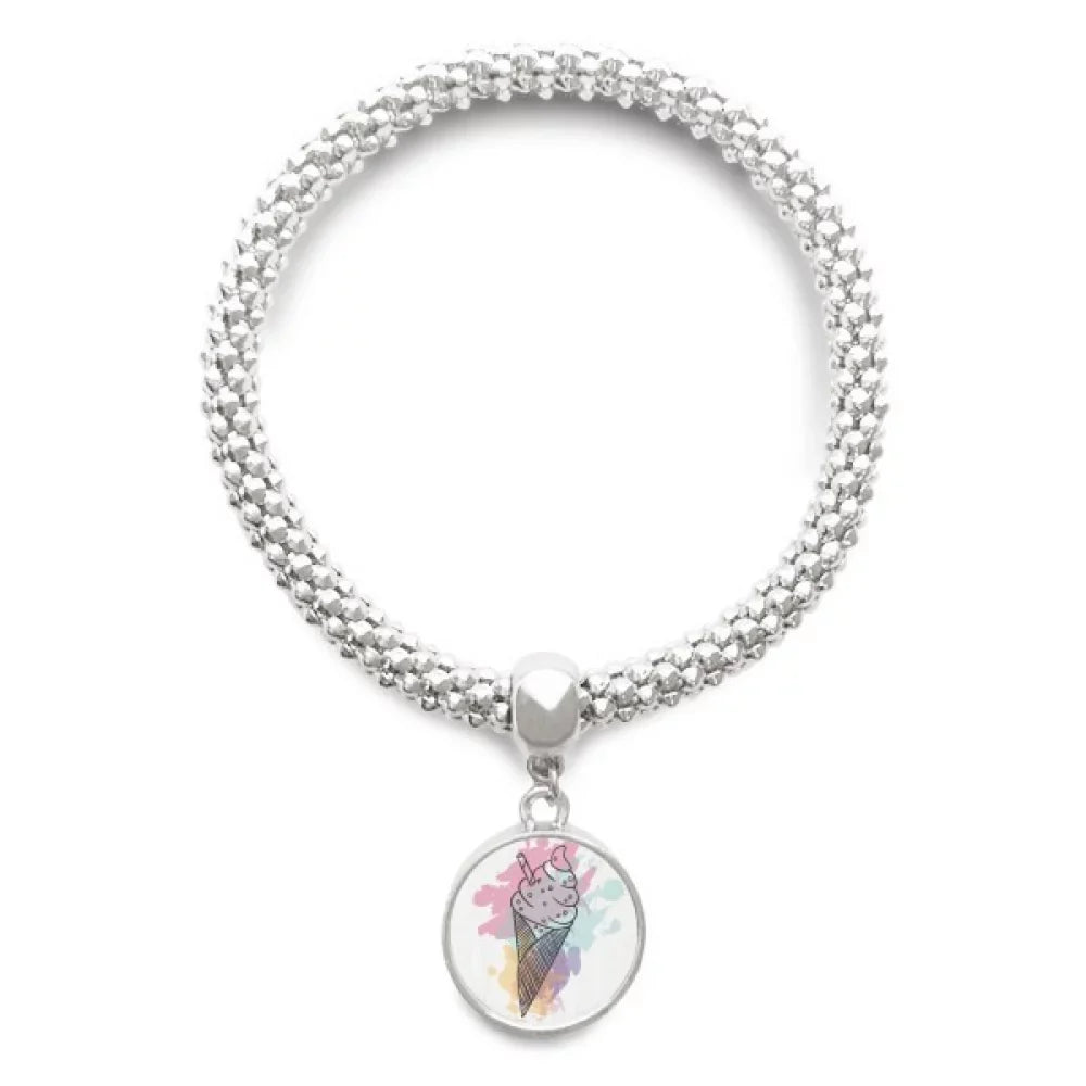 Biscuits Watercolor Pendant Bracelet Chain Bangle Jewelry Cones Bar Adjustable Sliver Ice