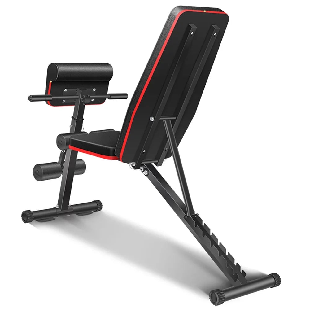 Bocianelli Elastic Exercise Bench with Ropes Folding Machines, Bench Weight Adjustable 400lbs Capacity,