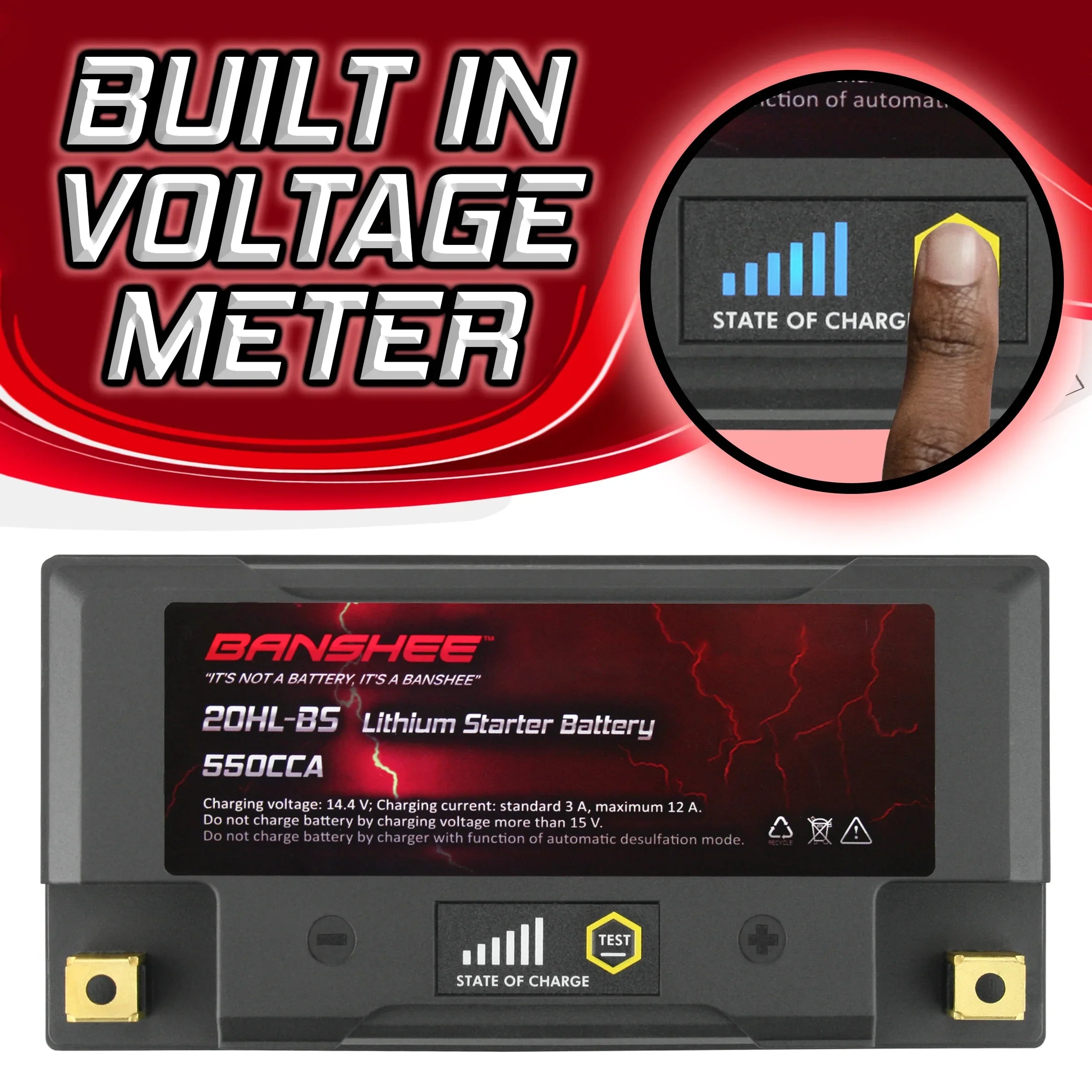 Yamaha 2015 YTX20L-BS LiFePO4 Compatible Battery 2015 to VX1100E WaveRunner with Banshee Motorsports V1
