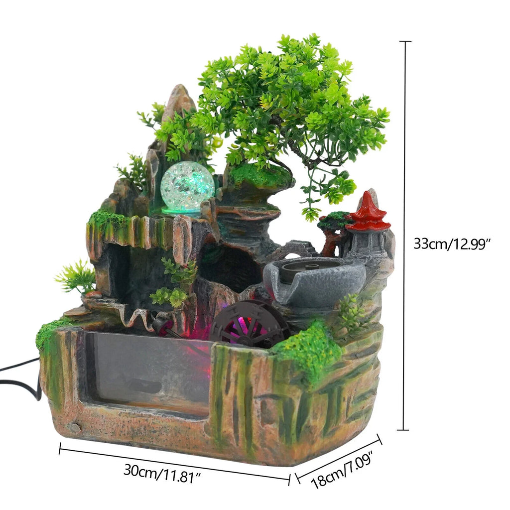 Decoration Humidifier Rockery Fish Fountain Light Ornament Office Atomizing with Tank Simulation Home Waterfall Effect Landscape Small Countertop Led Miumaeov for Bedroom Desktop
