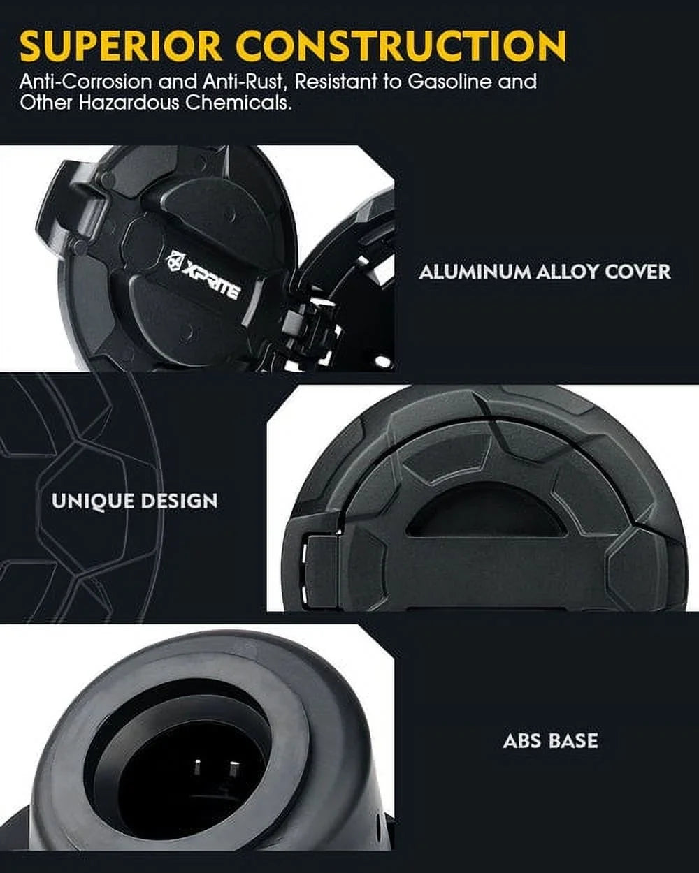 Cap Theft 07-18 for Bedrock Fuel Aluminum, Series Style, Xprite Cover Wrangler JKU, Easy Gas Offroad Jeep Installation, Deterrence Lightweight JK