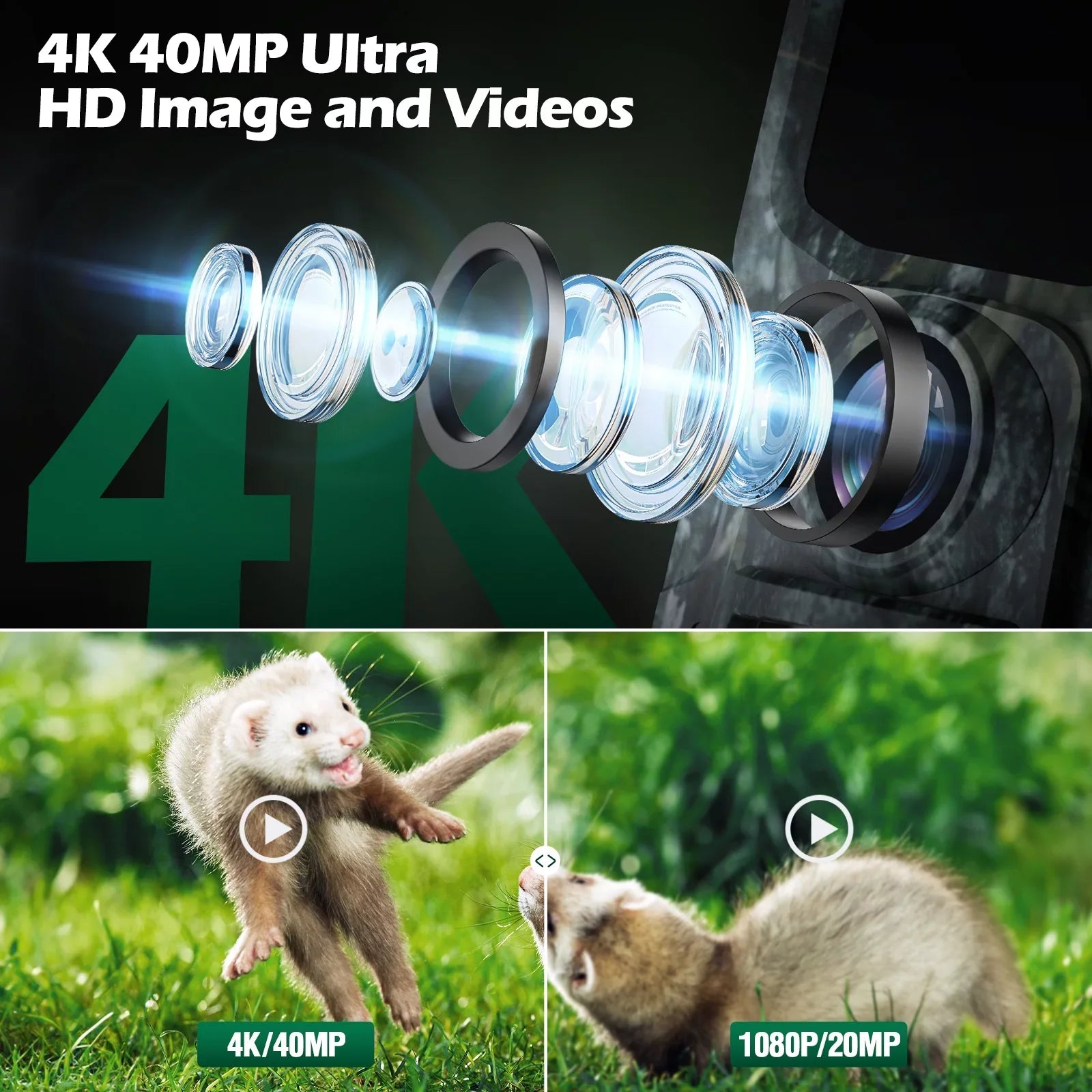 Monitor for with SD 4K Camera, Trail 0.1s Card 40MP Time 120¡ã Motion Sensor with Trail Night Cam Vision Wide Deer Waterproof IP66 Trigger Latest Angel Camera Game Time-Lapse TOGUARD Wildlife Hunting