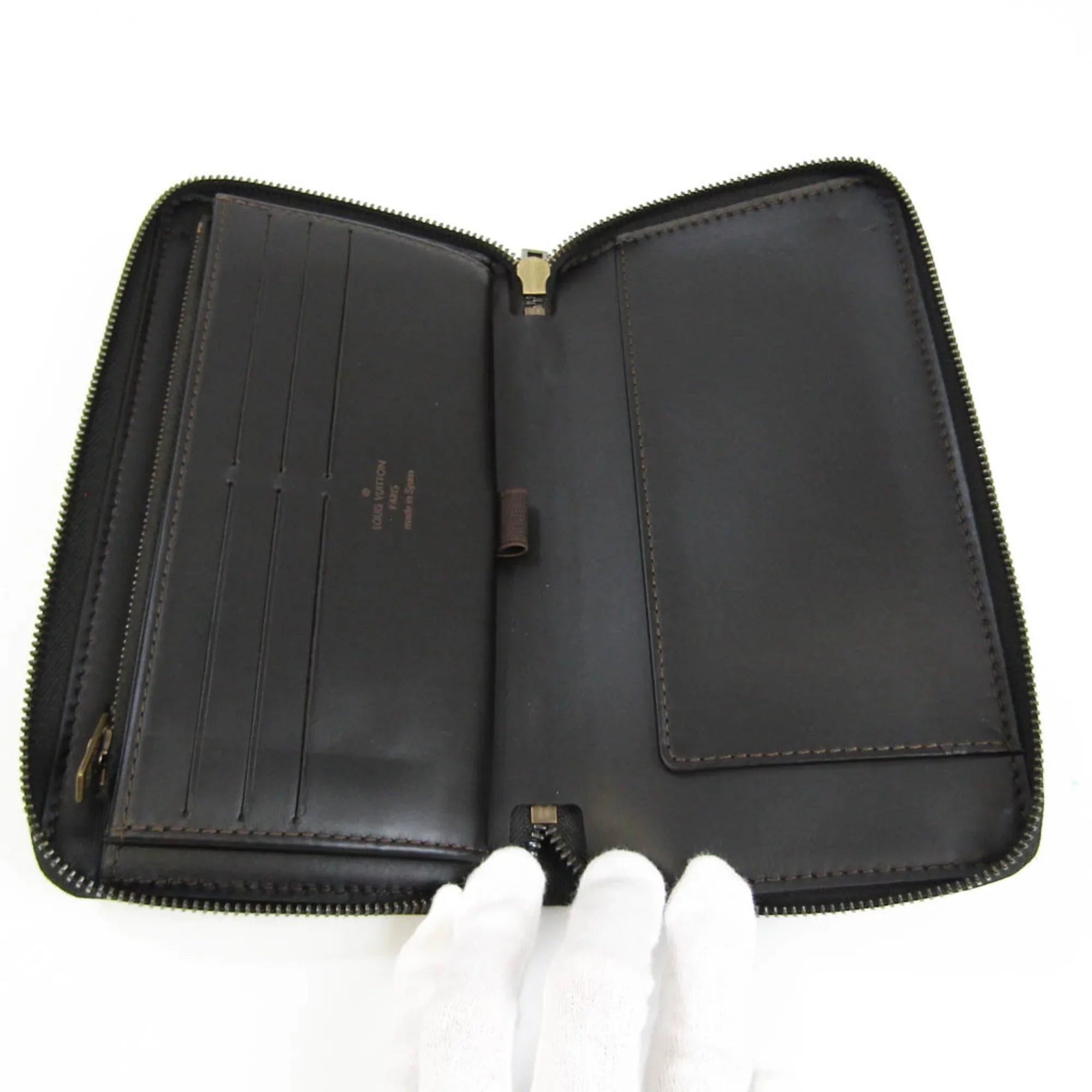Wallet Men's Organizer Zippy M97025 (bi-fold) Utah Leather (Good) Long Vuitton Louis Pre-Owned Coffee Utah